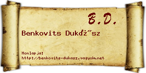 Benkovits Dukász névjegykártya